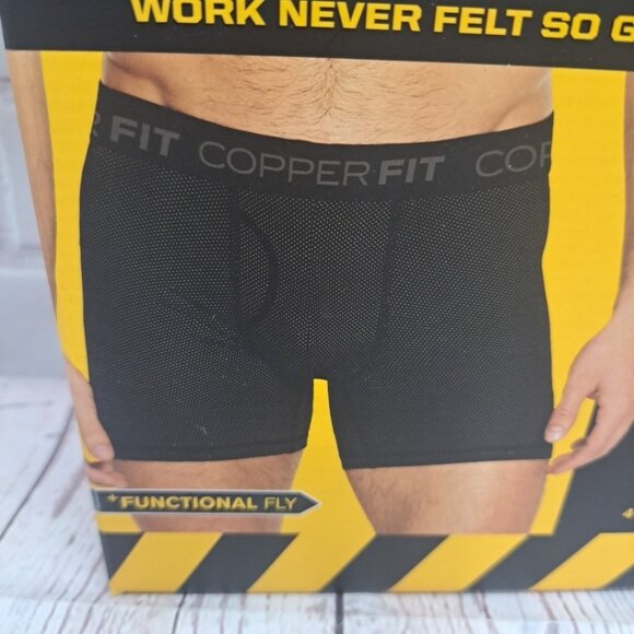 4PK Copper Fit Mens Performance Workgear Boxer Briefs XL 40-42 Copper Infused - Picture 3 of 7